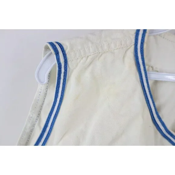 Vintage 50s Mens 42 Distressed Chain Stitch Sleeveless Baseball Jersey White USA
